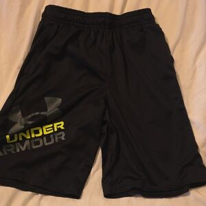 Youth Large Under Armour Black Shorts with Yellow Logo
